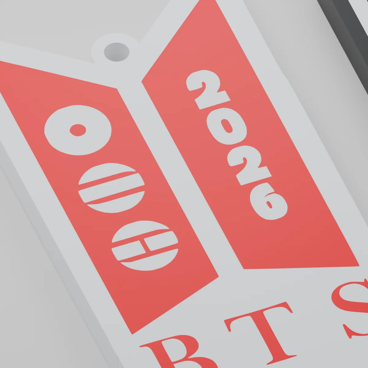 Render 3D — Chaveiro abridor de latra BTS (2 peças) — detalhe