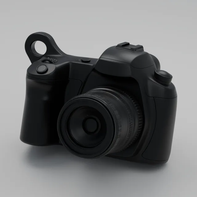 Render 3D — Chaveiro Câmera Profissional — perspectiva