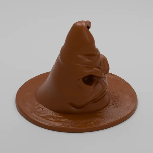 Render 3D — Chaveiro Chapéu Seletor HP — perspectiva