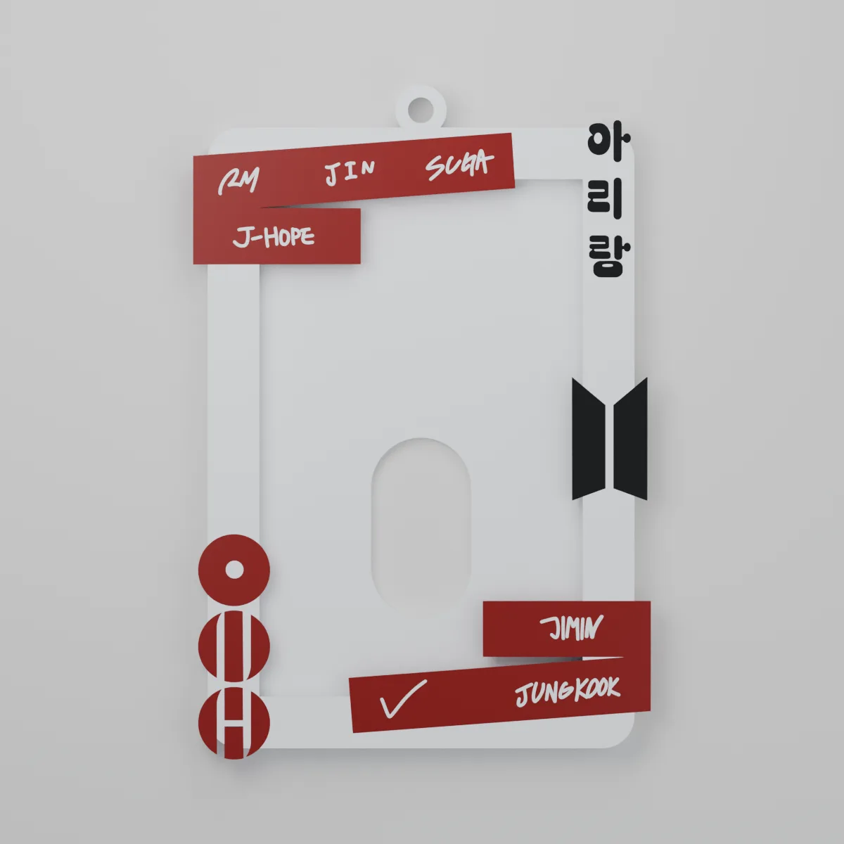 Render 3D — Photocard BTS Arirang — frente